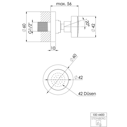 STEINBERG Seitenbrause 1/2" schwenkbar - Modell #100 4400 STEINBERG Seitenbrause 1/2" schwenkbar - Modell #100 4400
