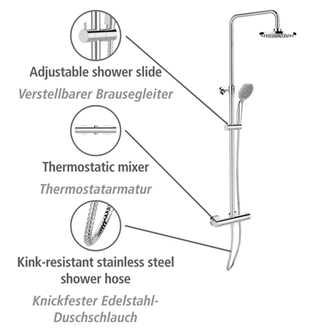 WENKO Young Eco Duschsystem mit Thermostat-Armatur - Chrom | Inkl. 2 Watersaving Regulatoren WENKO Young Eco Duschsystem mit Thermostat-Armatur - Chrom | Inkl. 2 Watersaving Regulatoren