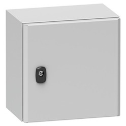 Spacial S3D Volltür mit Montageplatte - H500 x B400 x T200 - IP66 | IK10 | RAL 7035