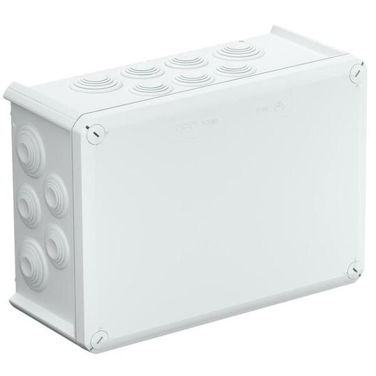 Verbindungsdose - Kabelabzweigkasten 285x201x120 mm, glasfaserverstärkt, lichtgrau RAL 7035, Polypropylen mit Einführungen