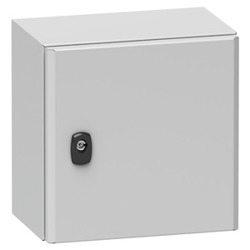 Spacial S3D Volltür mit Montageplatte - H400 x B300 x T150 - IP66 - IK10 - RAL 7035 - Chassisplatte