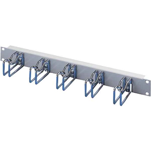 Rangierpanel RAL 7035 - 1HE, Vormontiert mit 5 Kabelführungsbügeln (Stahl)