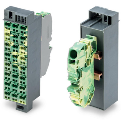 Potentialblock mit Aufdruck 1-24 | inklusive 1 Einspeiseklemme & Abschlussplatte | passend für 19 Zoll