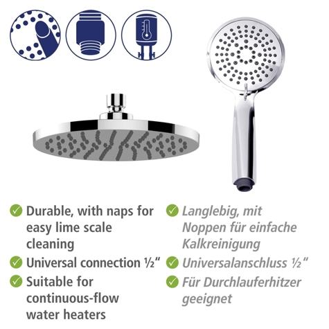WENKO Young Eco Duschsystem mit Thermostat-Armatur - Chrom | Inkl. 2 Watersaving Regulatoren WENKO Young Eco Duschsystem mit Thermostat-Armatur - Chrom | Inkl. 2 Watersaving Regulatoren