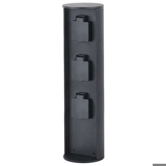 Steckdosensäule SOCKET - IP44, 3 Schwarz Steckdosen, Wetterfest