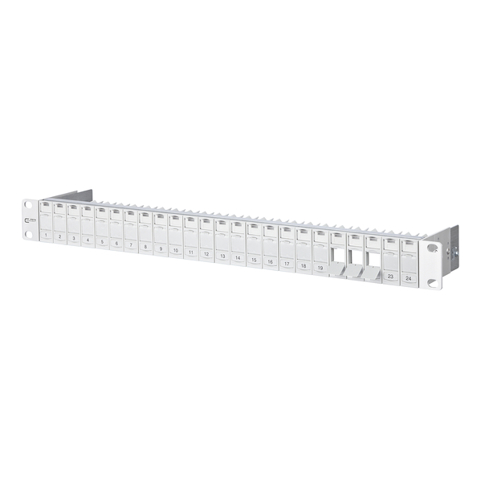 Keystone 19 Zoll Modulträger 1HE - 24 Port - Unbestückt - Lichtgrau - Geschirmt