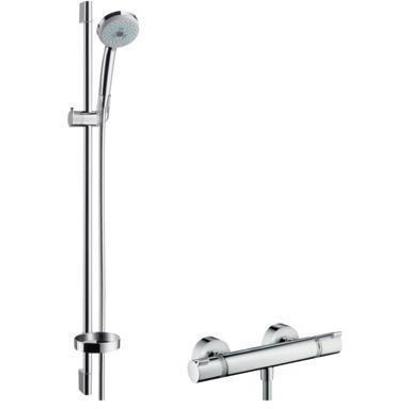 Hansgrohe CROMA 100 Duschsystem mit Brausestange 90cm - Verchromt | Duschpaneel