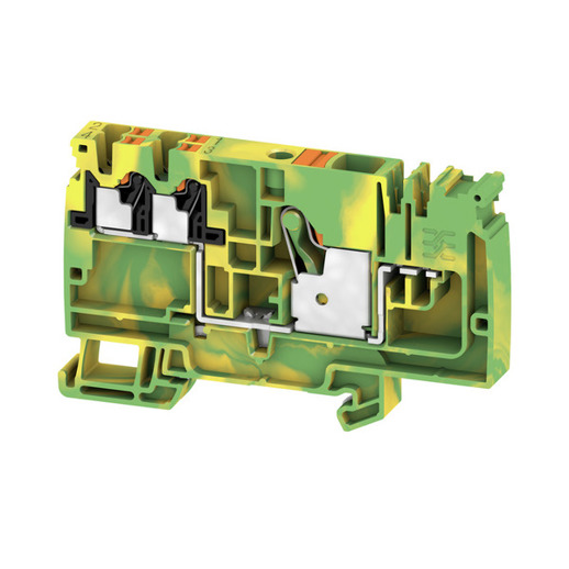 Einspeiseklemme PUSH IN - Grün/Gelb - 10 mm² - 57 A - 800 V - 1 Anschluss - 1 Etage - TS 35 - V-0 - Wemid