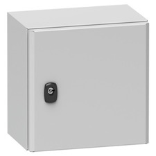 Spacial S3D Volltür mit Montageplatte - H400 x B300 x T200 - IP66, IK10 - RAL 7035 - Chassisplatte