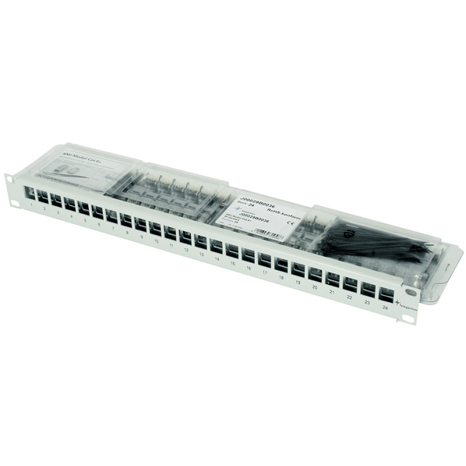 19" Modulträger 1 HE mit 24x AMJ-Modul K Cat.6A (IEC) T568A