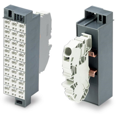 Potentialblock mit Aufdruck 1-24 - 1 Einspeiseklemme inkl. Abschlussplatte für 19"